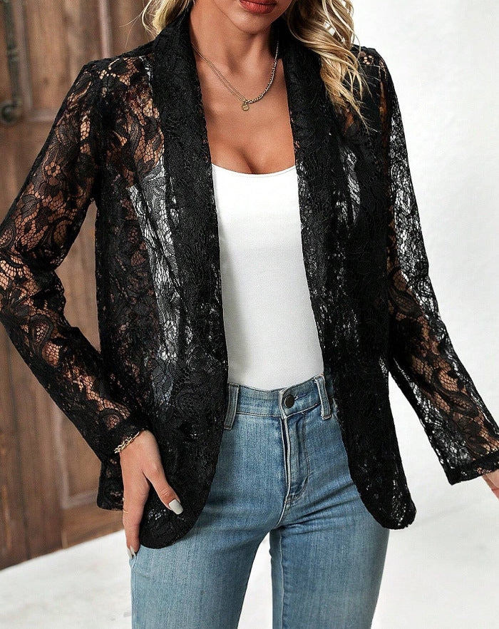 Chaqueta estilo blazer de encaje mujer