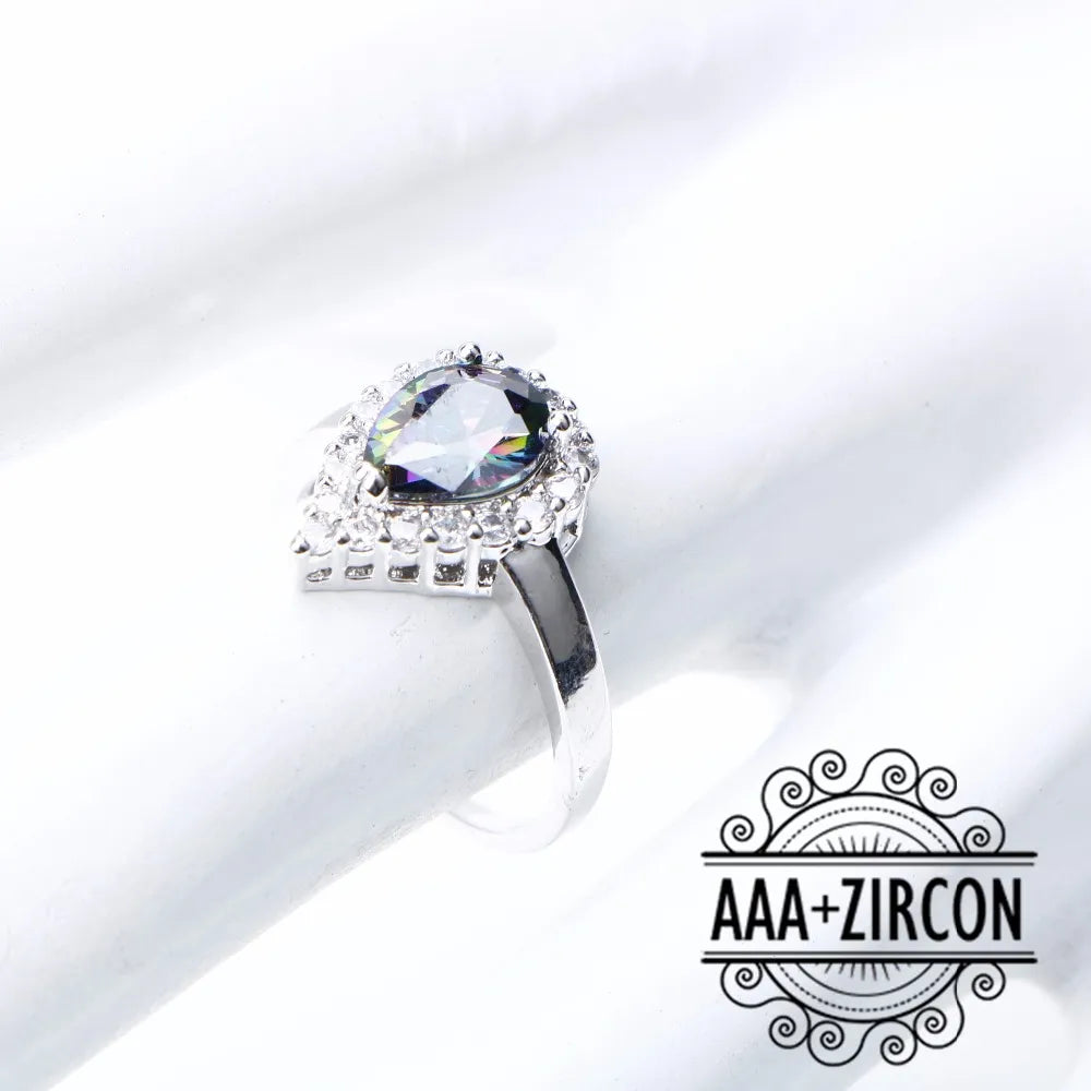 Conjunto Natural Rainbow con piedras de plata de ley 925