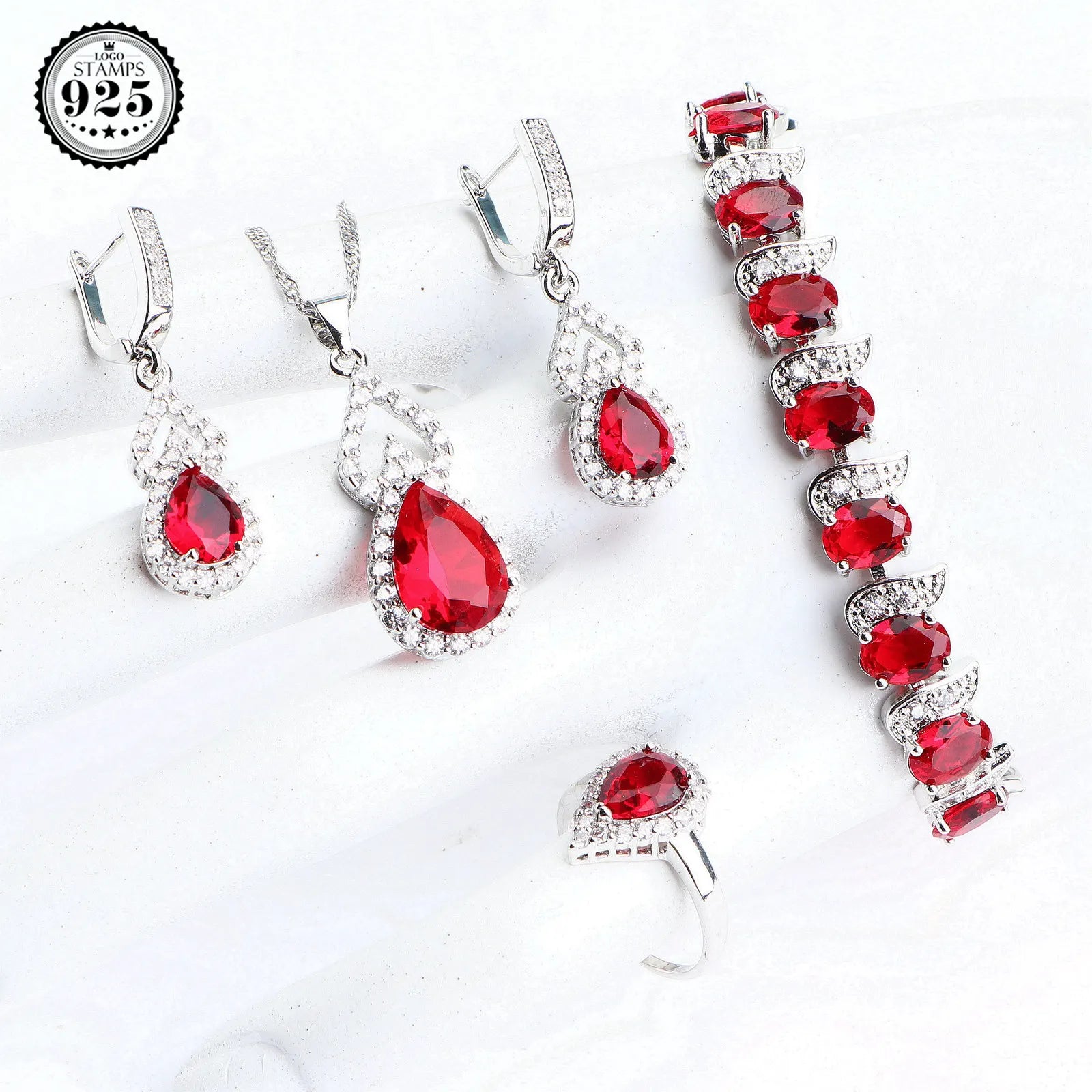 Conjunto Natural Rainbow con piedras de plata de ley 925