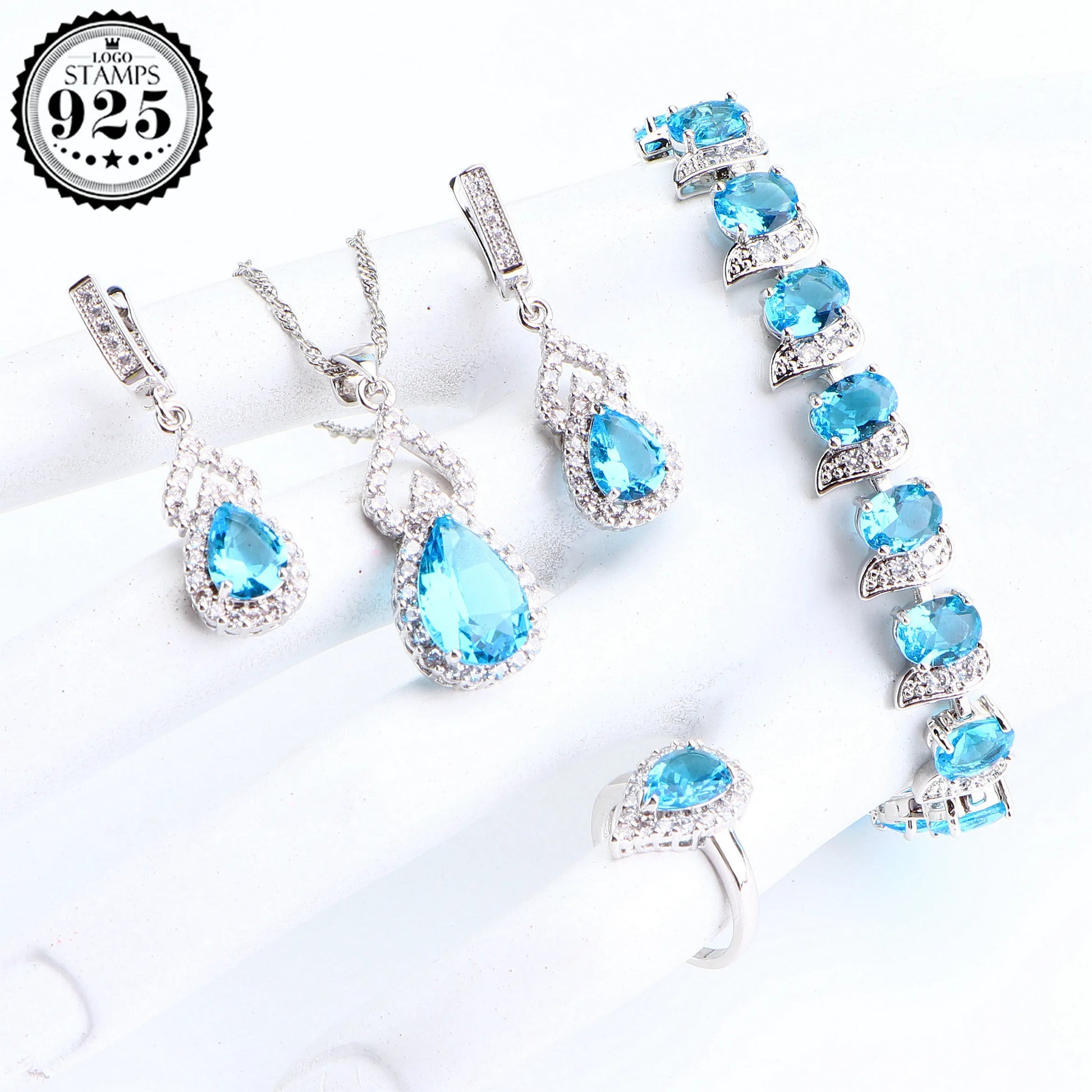 Conjunto Natural Rainbow con piedras de plata de ley 925
