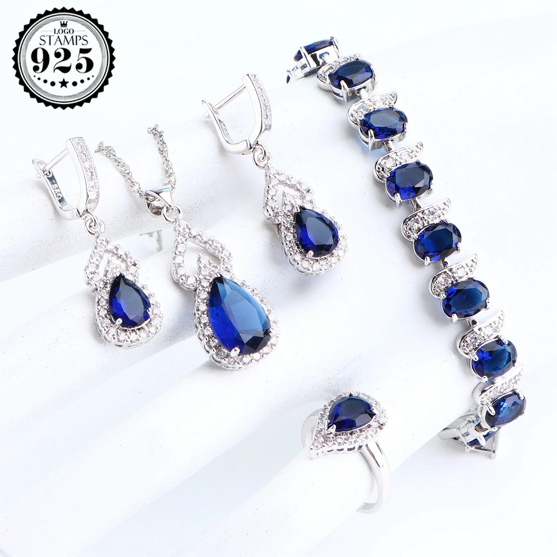 Conjunto Natural Rainbow con piedras de plata de ley 925