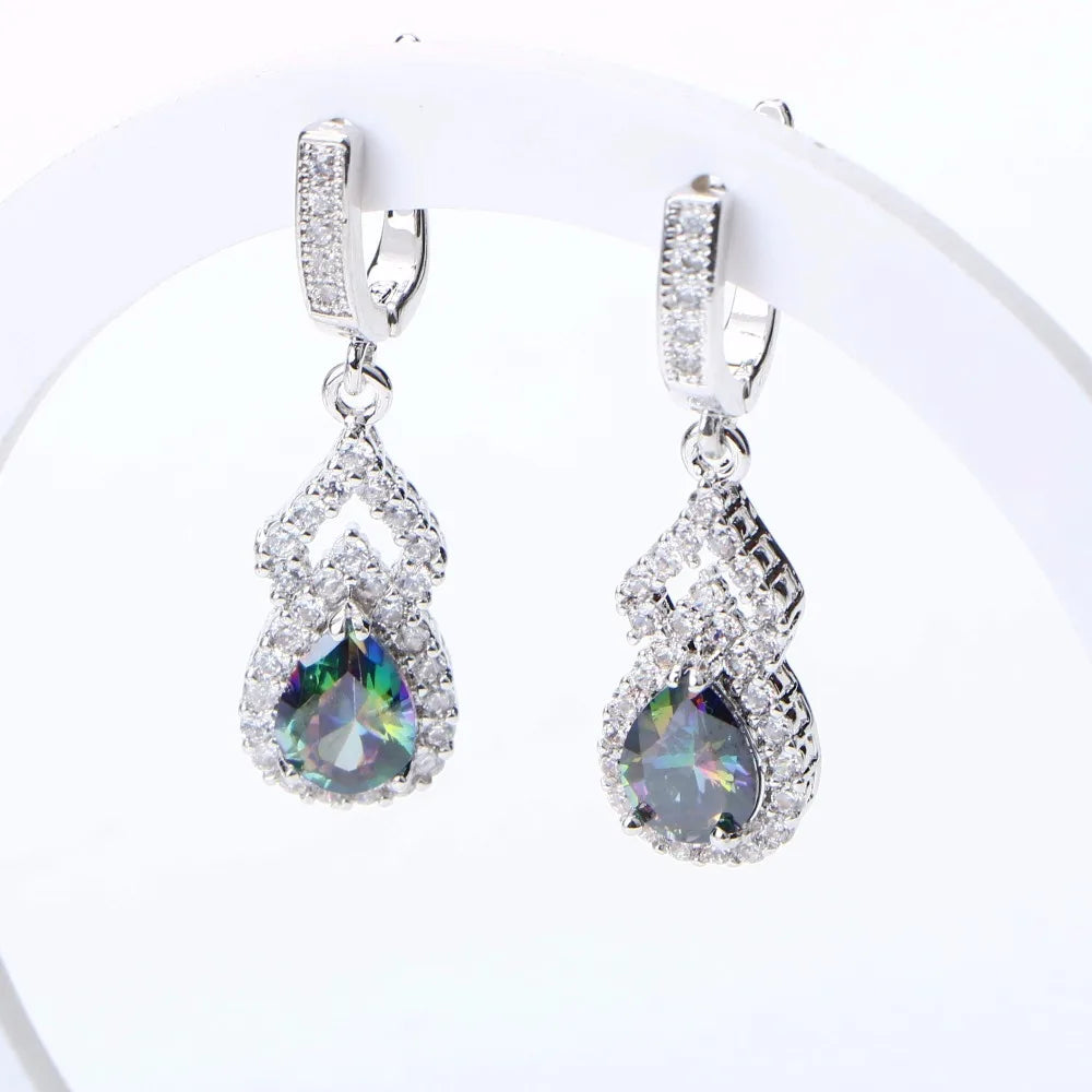 Conjunto Natural Rainbow con piedras de plata de ley 925