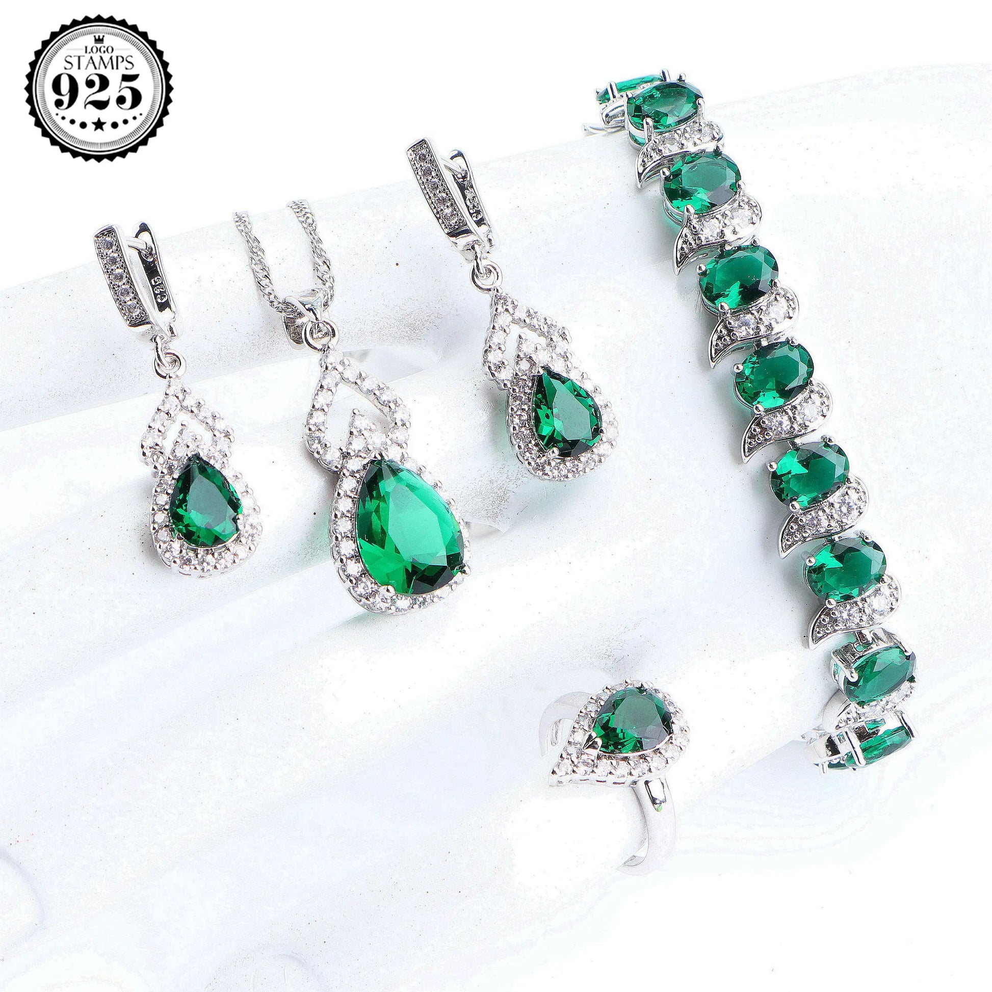 Conjunto Natural Rainbow con piedras de plata de ley 925