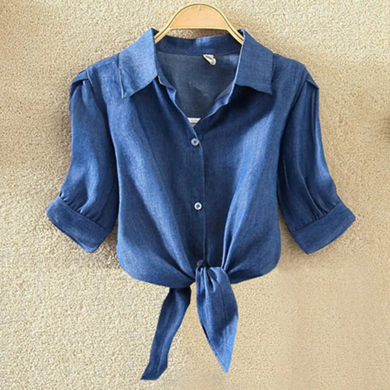 Blusa de algodón blanca de verano para mujer
