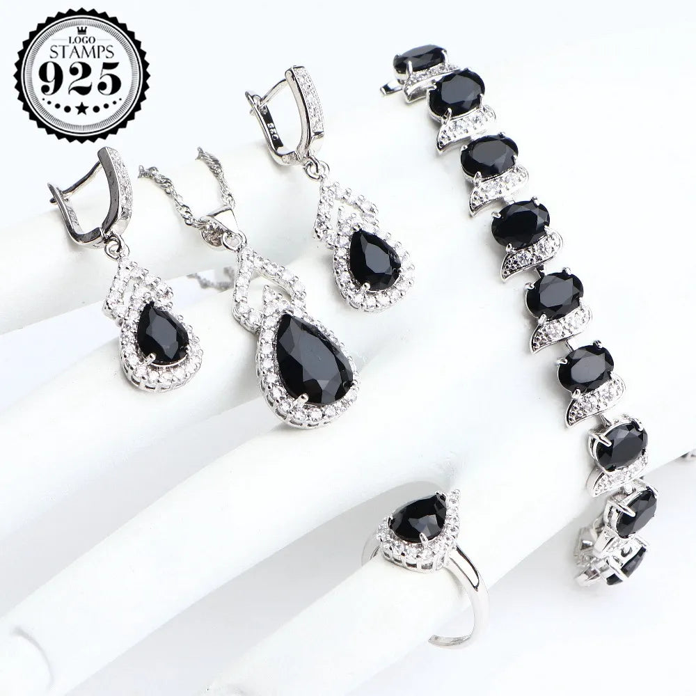 Conjunto Natural Rainbow con piedras de plata de ley 925