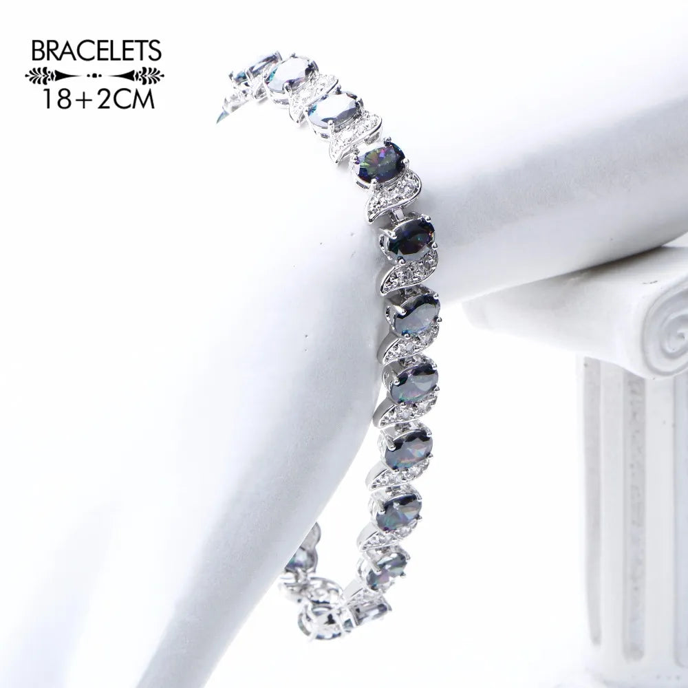 Conjunto Natural Rainbow con piedras de plata de ley 925