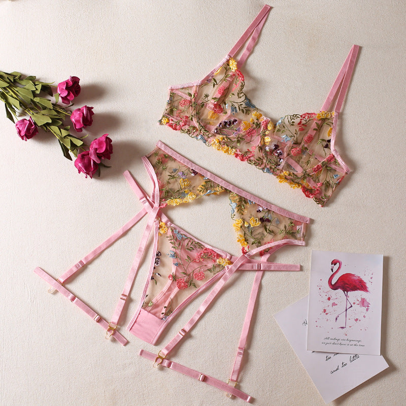 Conjunto 3 piezas encaje floral