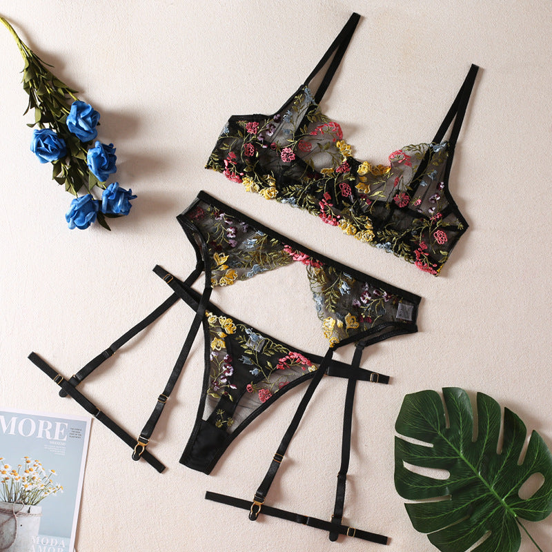 Conjunto 3 piezas encaje floral