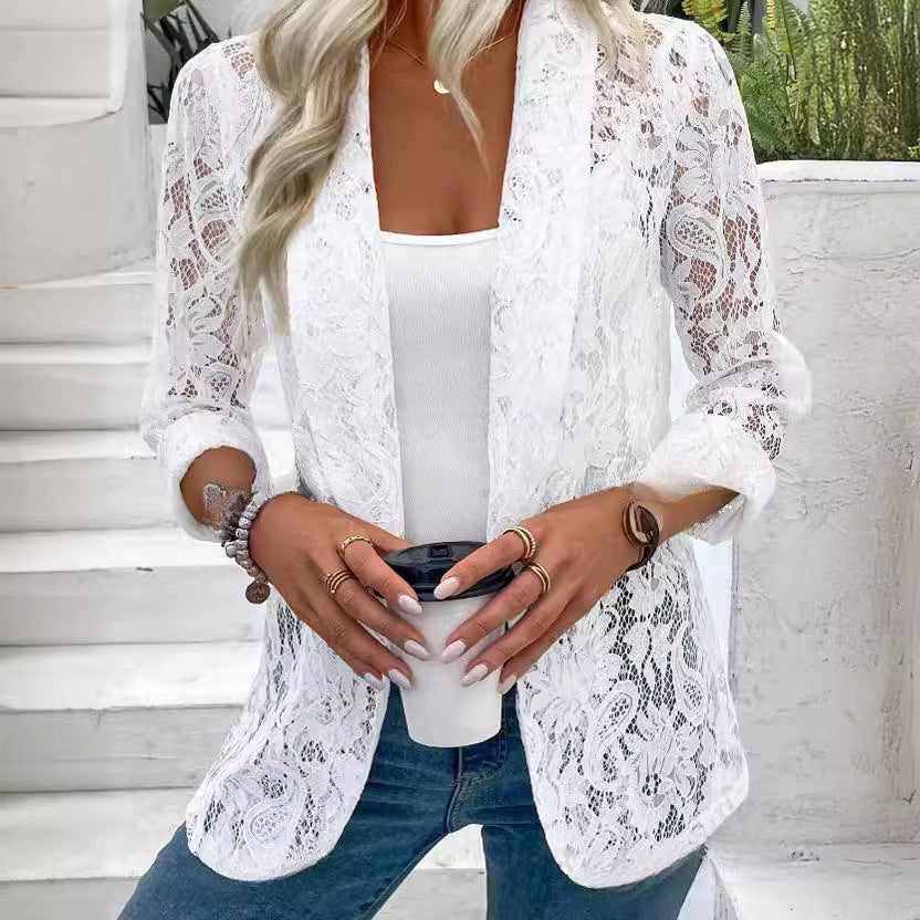 Chaqueta estilo blazer de encaje mujer