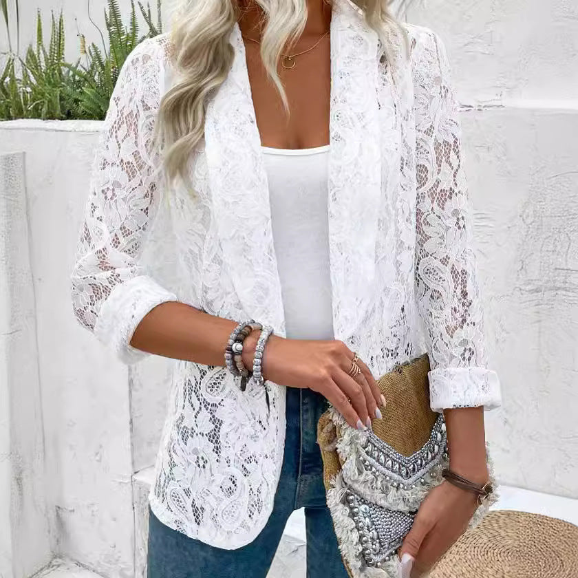 Chaqueta estilo blazer de encaje mujer